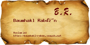 Baumhakl Rabán névjegykártya